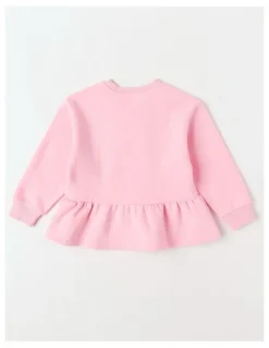 Milkshake Peplum Hem Sweat Top in Rainbow Pink
