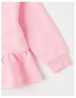 Milkshake Peplum Hem Sweat Top in Rainbow Pink