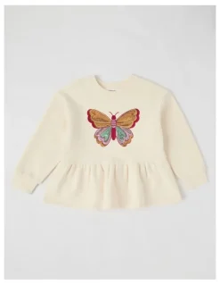 Milkshake Peplum Hem Sweat Top in Butterfly Beige