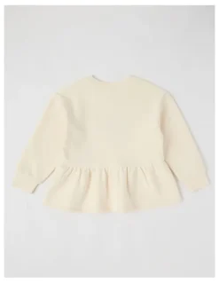 Milkshake Peplum Hem Sweat Top in Butterfly Beige