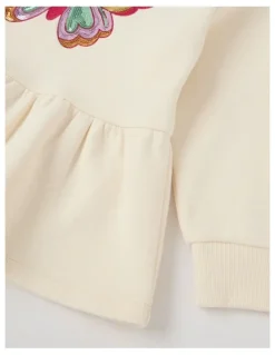 Milkshake Peplum Hem Sweat Top in Butterfly Beige