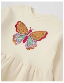 Milkshake Peplum Hem Sweat Top in Butterfly Beige