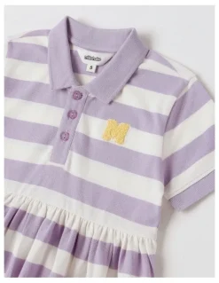 Milkshake Polo Dress in Purple & Cream Stripe