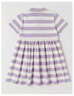 Milkshake Polo Dress in Purple & Cream Stripe