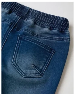 Milkshake Pull On Knit Denim Jean Jogger in Dark Denim