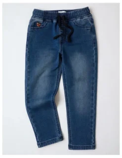 Milkshake Pull On Knit Denim Jean Jogger in Dark Denim