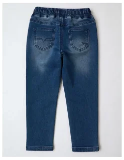 Milkshake Pull On Knit Denim Jean Jogger in Dark Denim