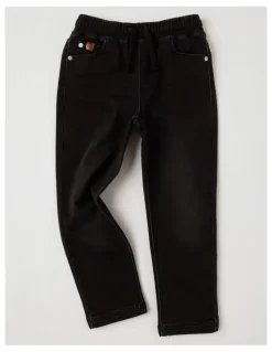 Milkshake Pull On Knit Denim Jean Jogger in Black