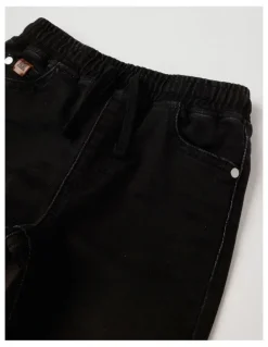 Milkshake Pull On Knit Denim Jean Jogger in Black