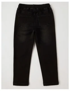 Milkshake Pull On Knit Denim Jean Jogger in Black