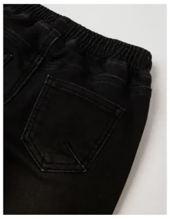 Milkshake Pull On Knit Denim Jean Jogger in Black