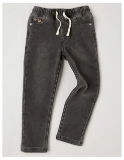 Milkshake Pull On Knit Denim Jean Jogger in Grey