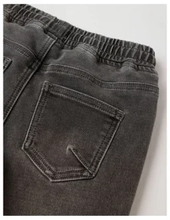 Milkshake Pull On Knit Denim Jean Jogger in Grey