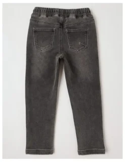 Milkshake Pull On Knit Denim Jean Jogger in Grey