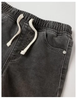Milkshake Pull On Knit Denim Jean Jogger in Grey