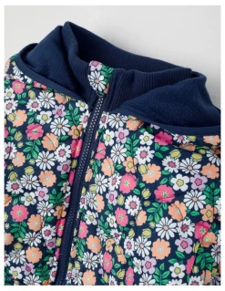 Milkshake Quilted Puffer Coat with Sherpa Lining in Floral Navy