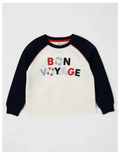 Milkshake Raglan Sweat in Ecru & Navy