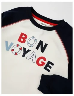 Milkshake Raglan Sweat in Ecru & Navy