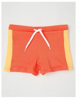 Milkshake Recycled Long Sleeve Rashvest & Rib Short Set in Surf Life/ Yellow & Washed Red