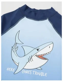 Milkshake Recycled Long Sleeve Rashvest in Shark/Blue & Navy