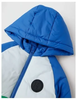 Milkshake Recycled Puffer Jacket in Blue & Green