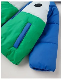 Milkshake Recycled Puffer Jacket in Blue & Green