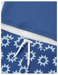 Milkshake Recycled Short Sleeve Rashvest & Short Set in Sun Print/Navy & Red