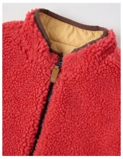 Milkshake Reversible Sherpa Vest in Tan & Red