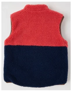 Milkshake Reversible Sherpa Vest in Tan & Red