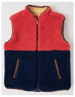 Milkshake Reversible Sherpa Vest in Tan & Red