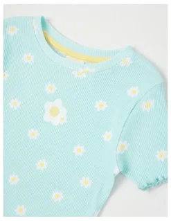 Milkshake Rib T-Shirt with Daisy Placement in Floral Ditsy Blue