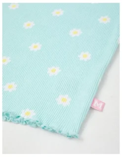Milkshake Rib T-Shirt with Daisy Placement in Floral Ditsy Blue