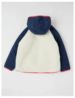 Milkshake Sherpa Jacket with Collar in Navy Multi