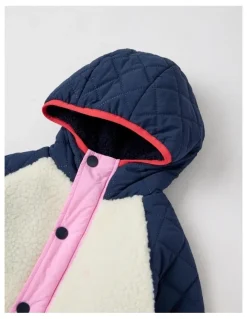 Milkshake Sherpa Jacket with Collar in Navy Multi