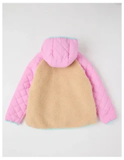 Milkshake Sherpa Jacket with Collar in Pink Multi