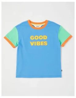 Milkshake Short Sleeve Print Tee in Good Vibes/Blue & Green