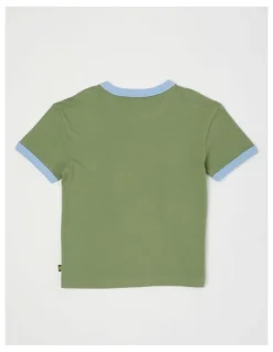 Milkshake Short Sleeve Textured Print Tee in Combi Van/Khaki