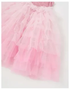 Milkshake Sleeveless Sequin Bodice Ombre Tulle Tutu Dress in Pink