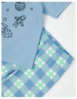 Milkshake Space Short Sleeve T-Shirt & Pants Pyjamas in Arctic Blue