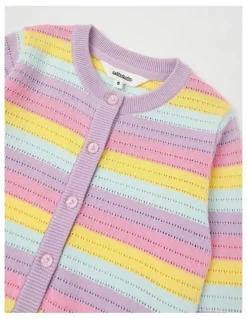 Milkshake Summer Cardigan With Wavy Stripes in Rainbow