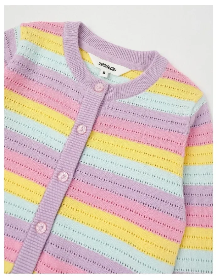 Milkshake Summer Cardigan With Wavy Stripes in Rainbow