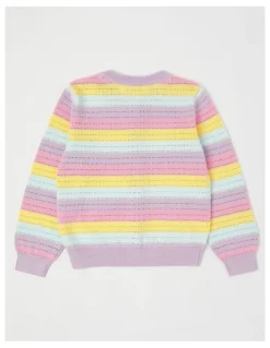 Milkshake Summer Cardigan With Wavy Stripes in Rainbow