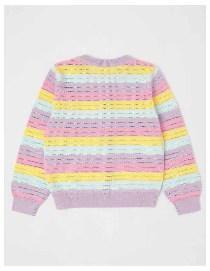 Milkshake Summer Cardigan With Wavy Stripes in Rainbow