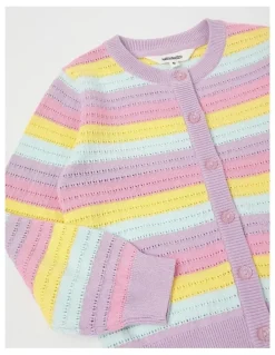Milkshake Summer Cardigan With Wavy Stripes in Rainbow