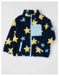 Milkshake Teddy Fleece Jacket in Stars Navy
