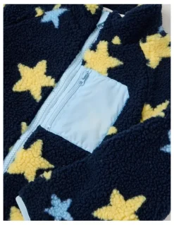 Milkshake Teddy Fleece Jacket in Stars Navy