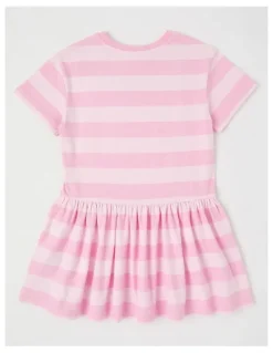 Milkshake T-Shirt Dress with Rainbow in Pink Stripe