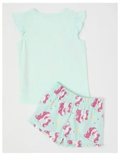 Milkshake Unicorn Flutter Sleeve Pyjamas in Aquamarine