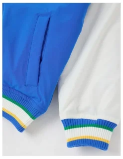 Milkshake Varsity Bomber Jacket in Blue & Ecru