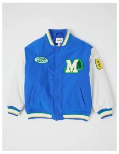 Milkshake Varsity Bomber Jacket in Blue & Ecru